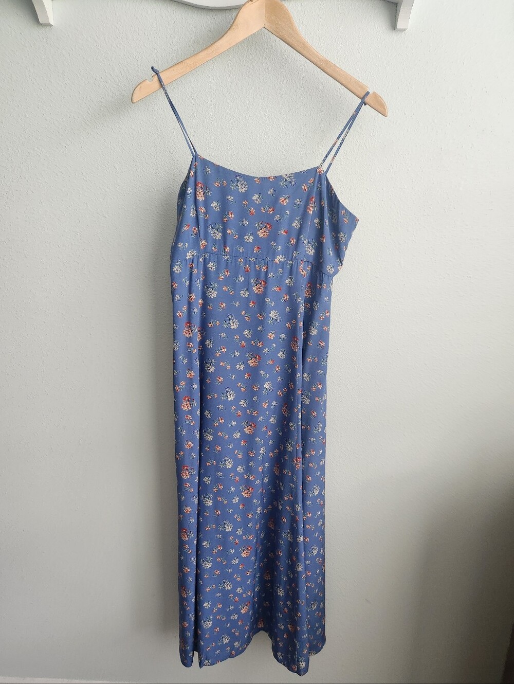 Vintage 90s LAURA ASHLEY Blue Floral Midi Dress Size 10